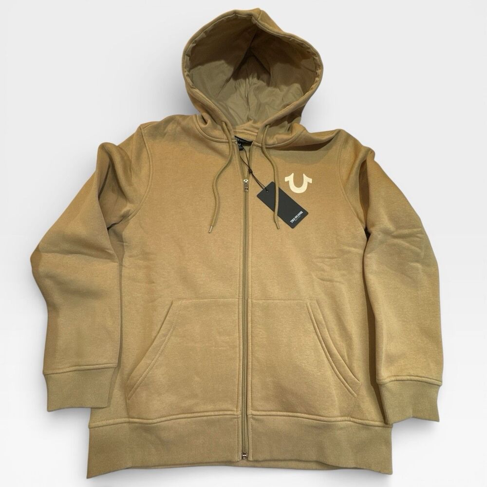 True Religion Big Horseshoe Zip Hoodie NWT‎ Flocked Logo Streetwear